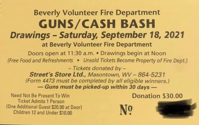 Guns/Cash Bash @ Beverly Vol. Fire Dept. - Elkins-Randolph County Tourism