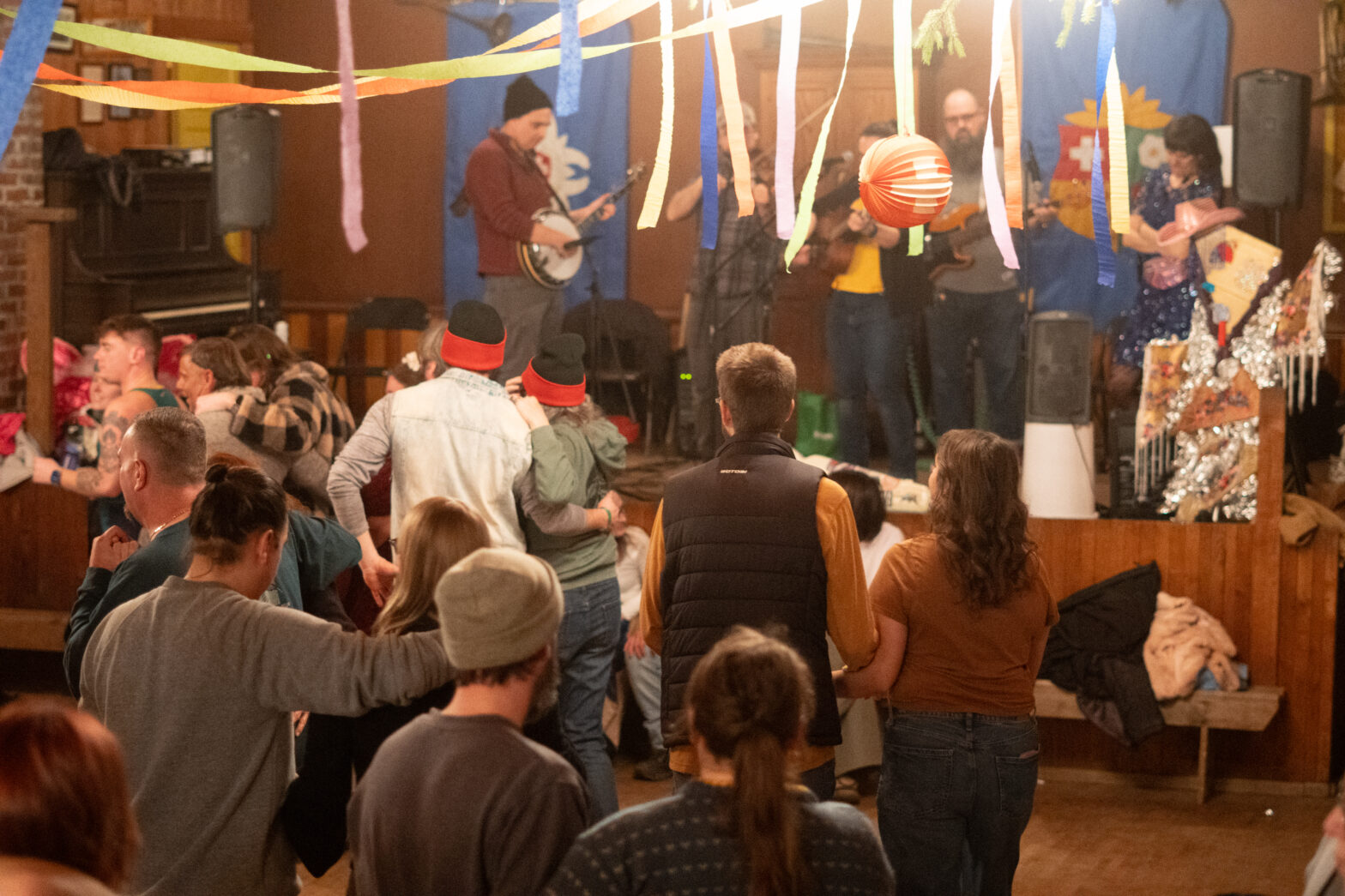 Dancers at the Fasnacht event inside the Helvetia Community Hall