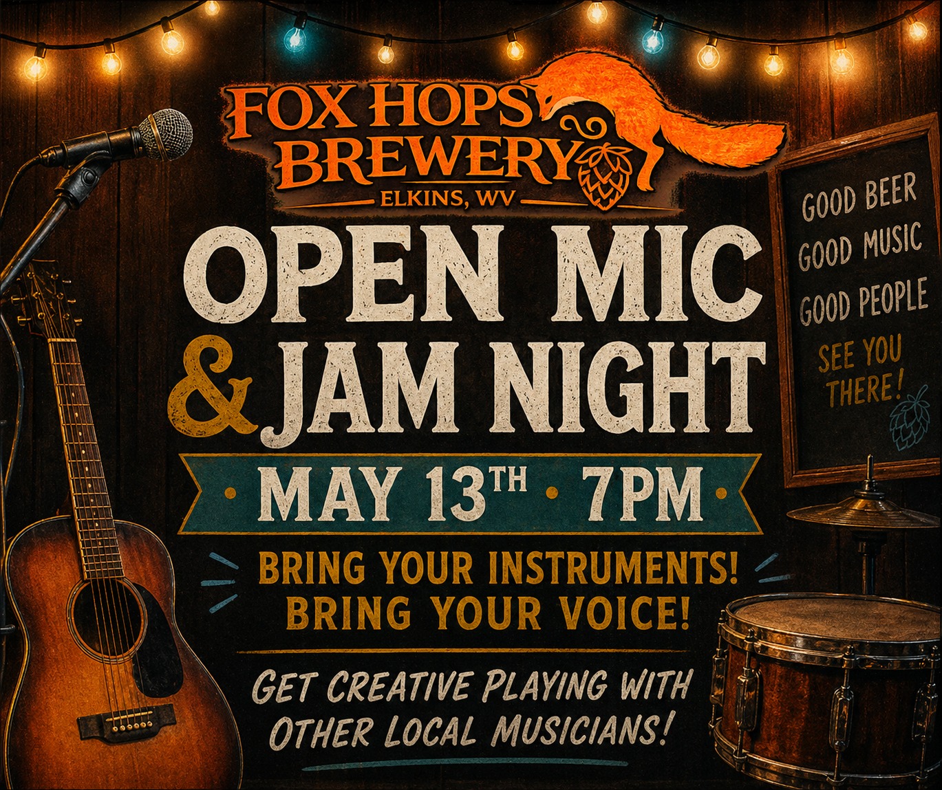 Open Mic & Jam | Fox Hops Brewery - Elkins-Randolph County Tourism